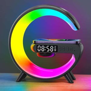 Smart Table Lamp with Wireless Charger, RGB Lamp, Clock, Alarm, Mini Bluetooth Speaker, G63
