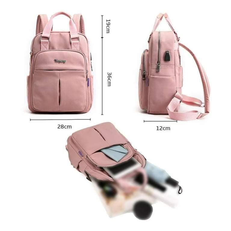 New leisure nylon ladies CHINA Bagpack (Pink) - Image 5