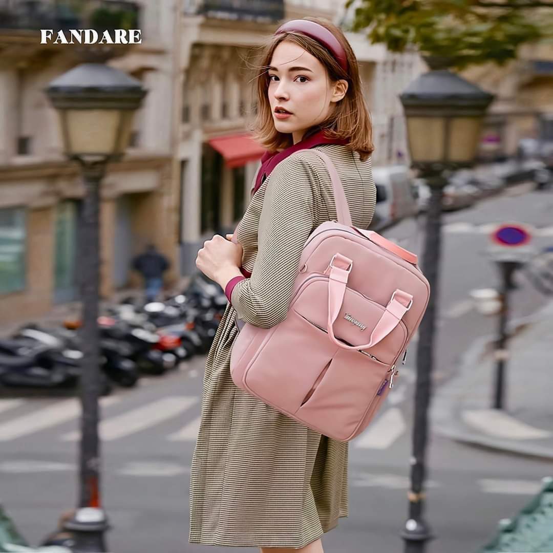 New leisure nylon ladies CHINA Bagpack (Pink) - Image 2