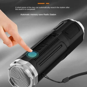 Portable Bluetooth Speaker With Zoomable Flashlight - 4 Dimming Modes FM Radio Long Lasting Life